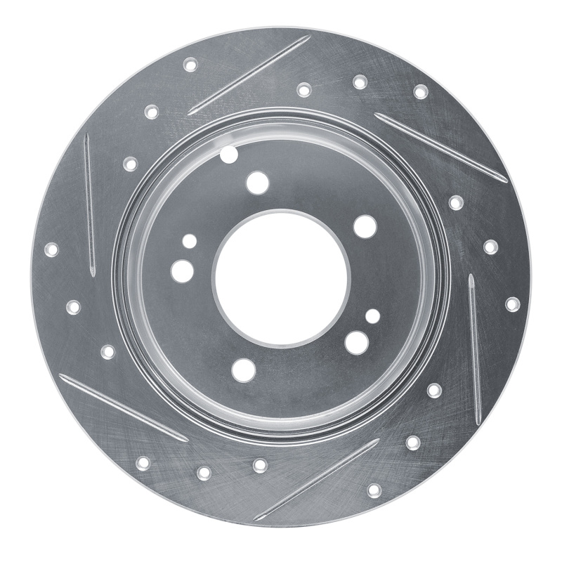 Kia Rondo Brake Rotor (1) - Rear Right - R1 Concepts - Drilled & Slotted - Silver - `07-`12